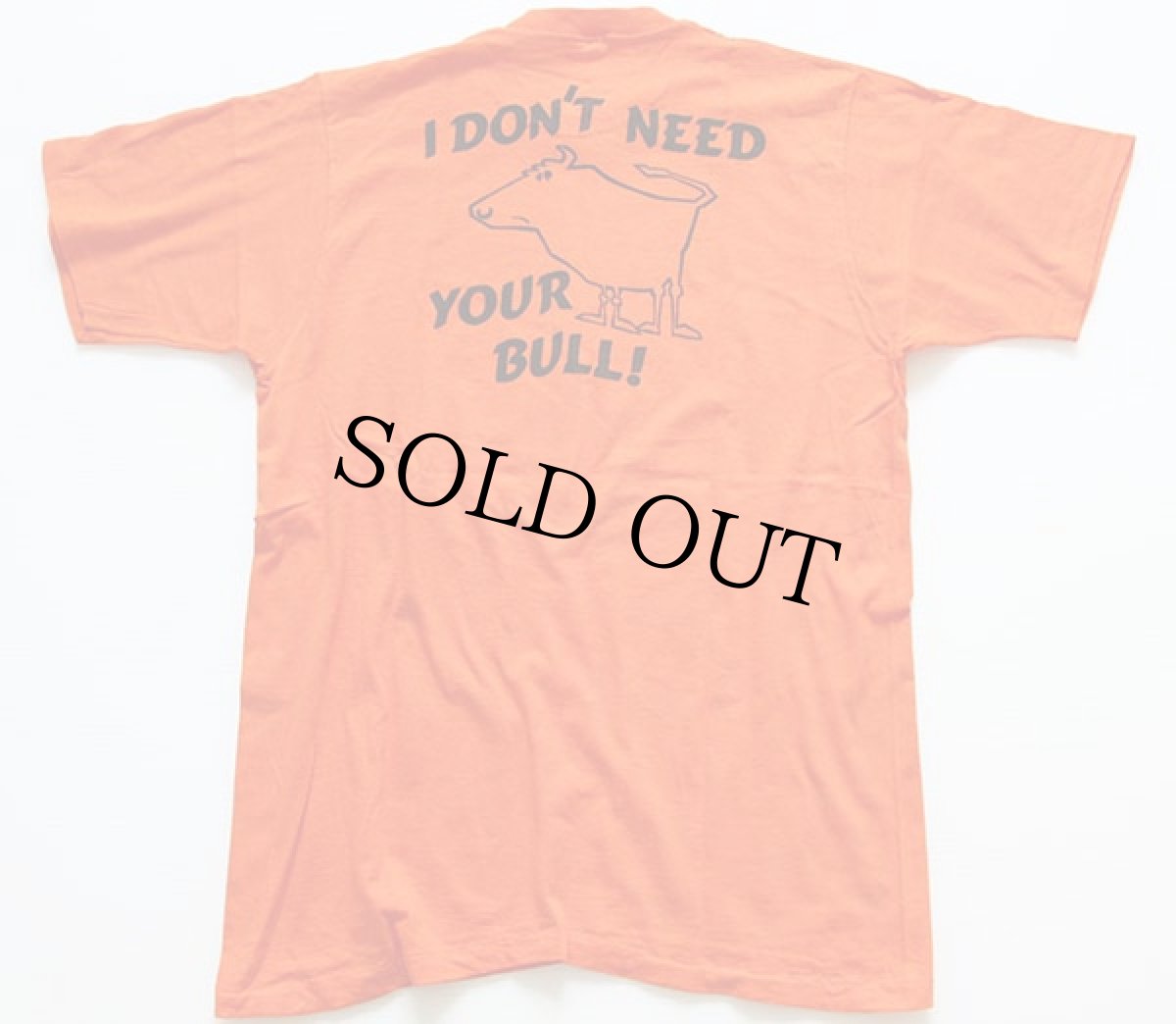 画像2: 70s ARTEX 両面 染み込みプリント コットンTシャツ オレンジ XL (2)