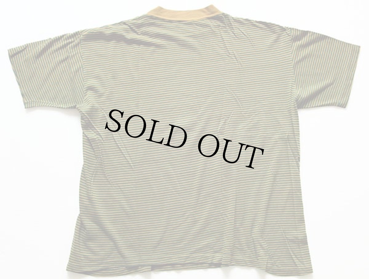 画像2: 70s MONTGOMERY WARD BRENT コットン ボーダーTシャツ カーキx緑 M (2)