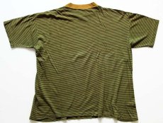 画像2: 70s MONTGOMERY WARD BRENT コットン ボーダーTシャツ カーキx緑 M (2)