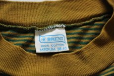 画像3: 70s MONTGOMERY WARD BRENT コットン ボーダーTシャツ カーキx緑 M (3)