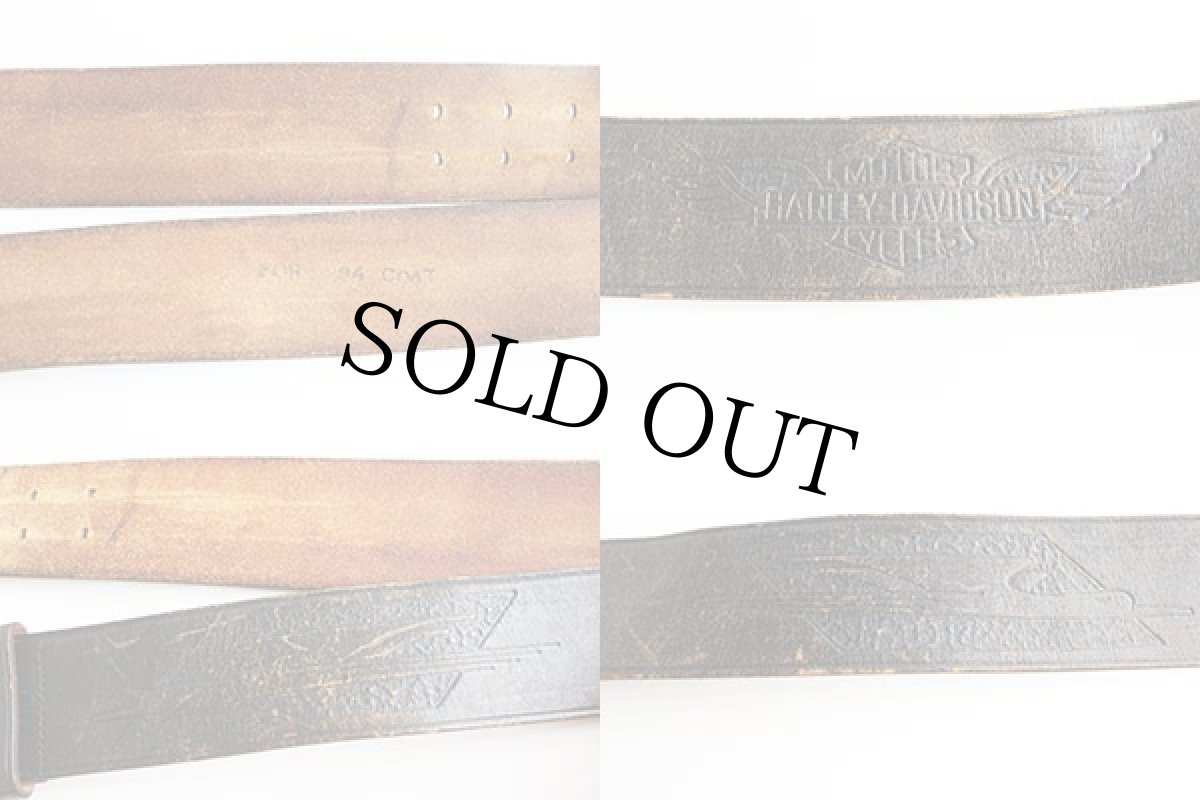 画像3: 70s HARLEY-DAVIDSONハーレー ダビッドソン ダブルホール レザーベルト 黒 34 (3)