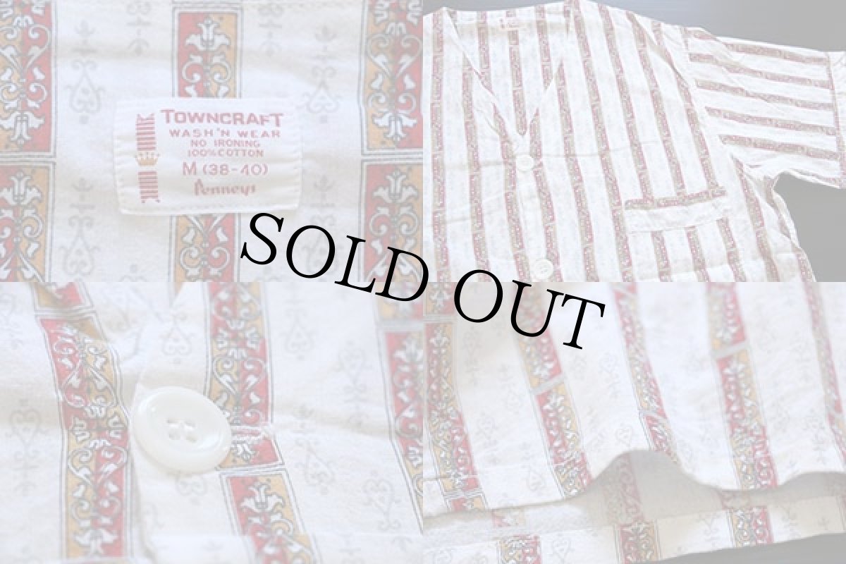 画像3: 60s Penneys TOWNCRAFT 総柄 ノーカラー 半袖パジャマシャツ M (3)