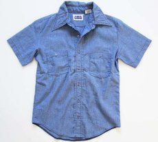 画像2: リサイズ★70s BIG SMITHビッグスミス チェーン刺繍 半袖 シャンブレーシャツ (2)