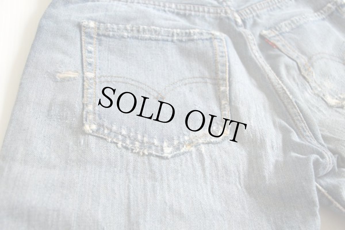 画像6: 60s LEVI'Sリーバイス 501 BIGE デニムパンツ ボロ W28 (6)