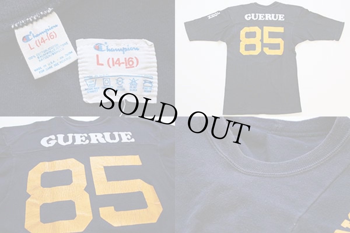 画像4: 80s USA製 Championチャンピオン NOTRE DAME 85 ナンバリング コットン フットボールTシャツ 紺 (4)