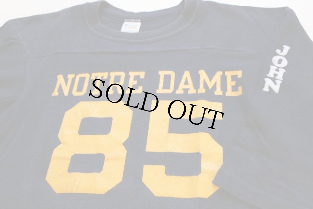 画像3: 80s USA製 Championチャンピオン NOTRE DAME 85 ナンバリング コットン フットボールTシャツ 紺 (3)