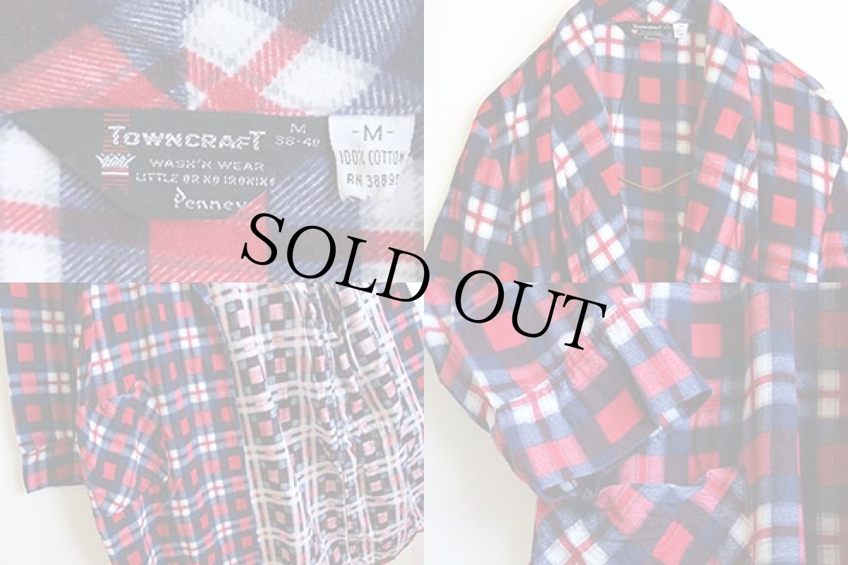 画像3: 60's Penneys TOWNCRAFT チェック プリントネル ガウン M (3)