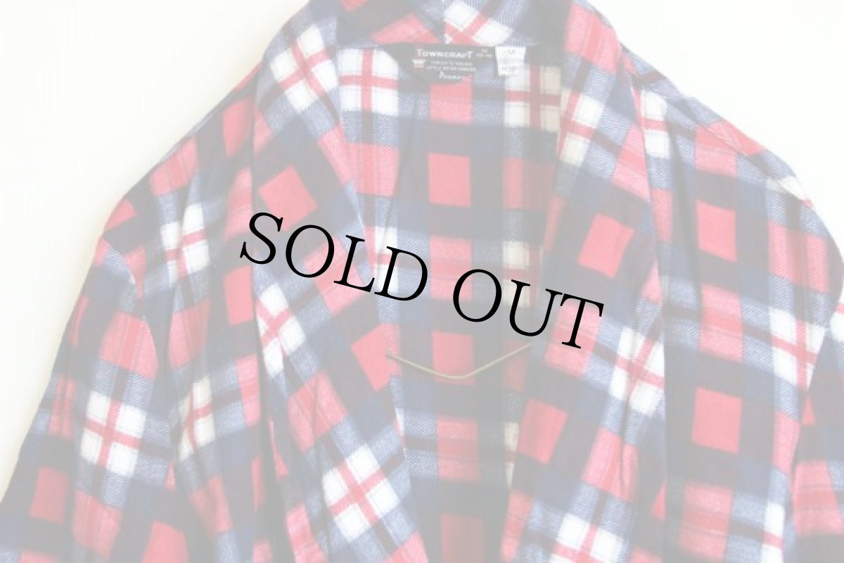 画像2: 60's Penneys TOWNCRAFT チェック プリントネル ガウン M (2)