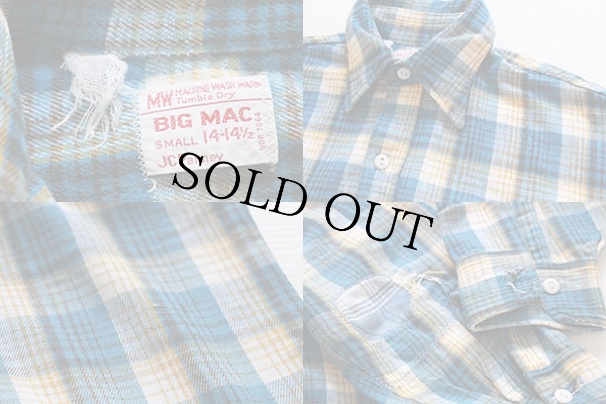 画像3: 70s JCPenney BIGMACビッグマック チェック コットン フランネルシャツ S (3)