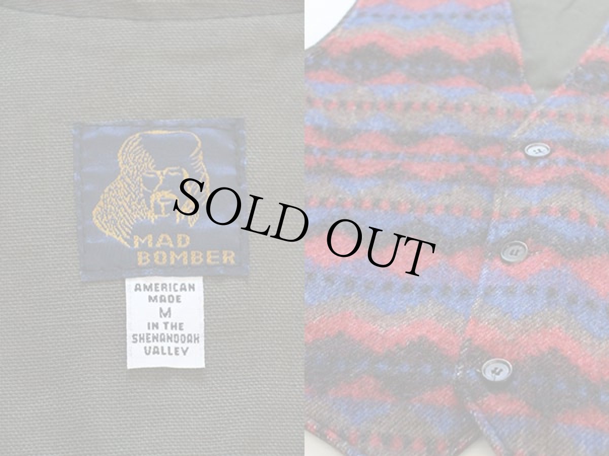 画像3: USA製 MAD BOMBER ダック地×ネイティブ柄 ラグベスト (3)