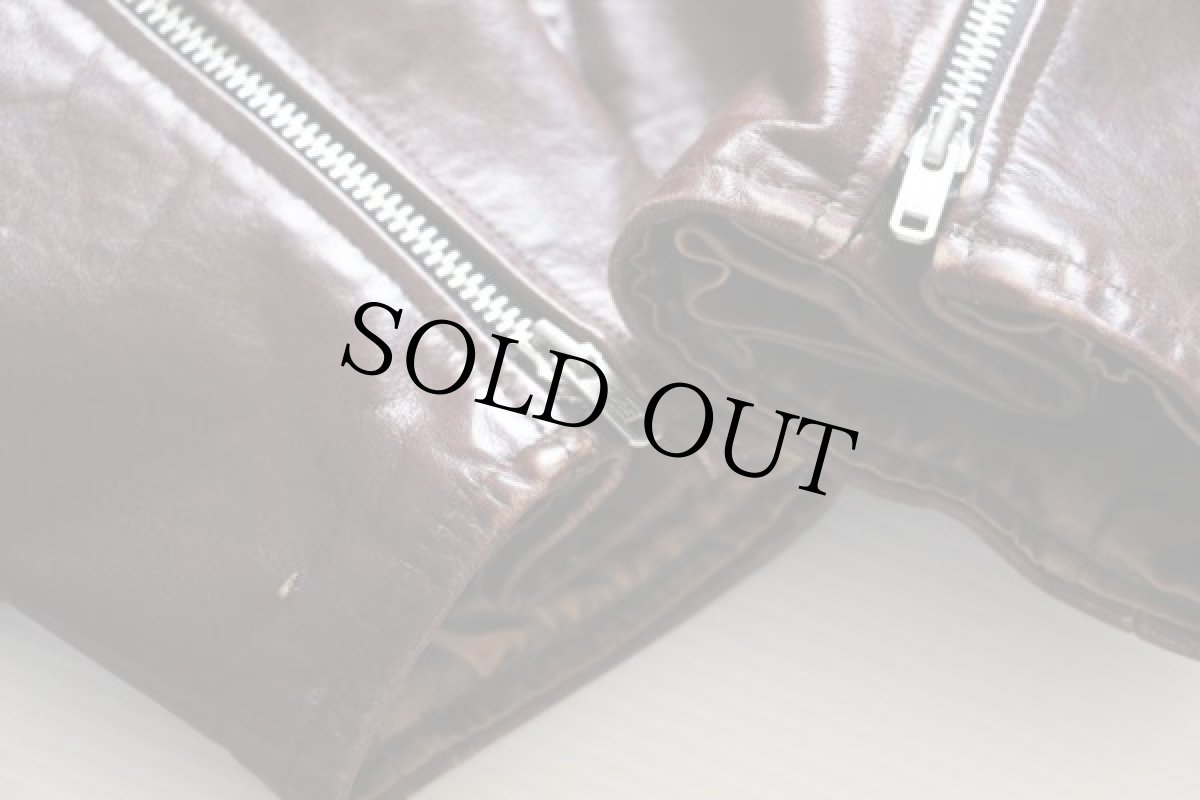 画像8: 70s シングルライダース レザージャケット 茶 44 (8)