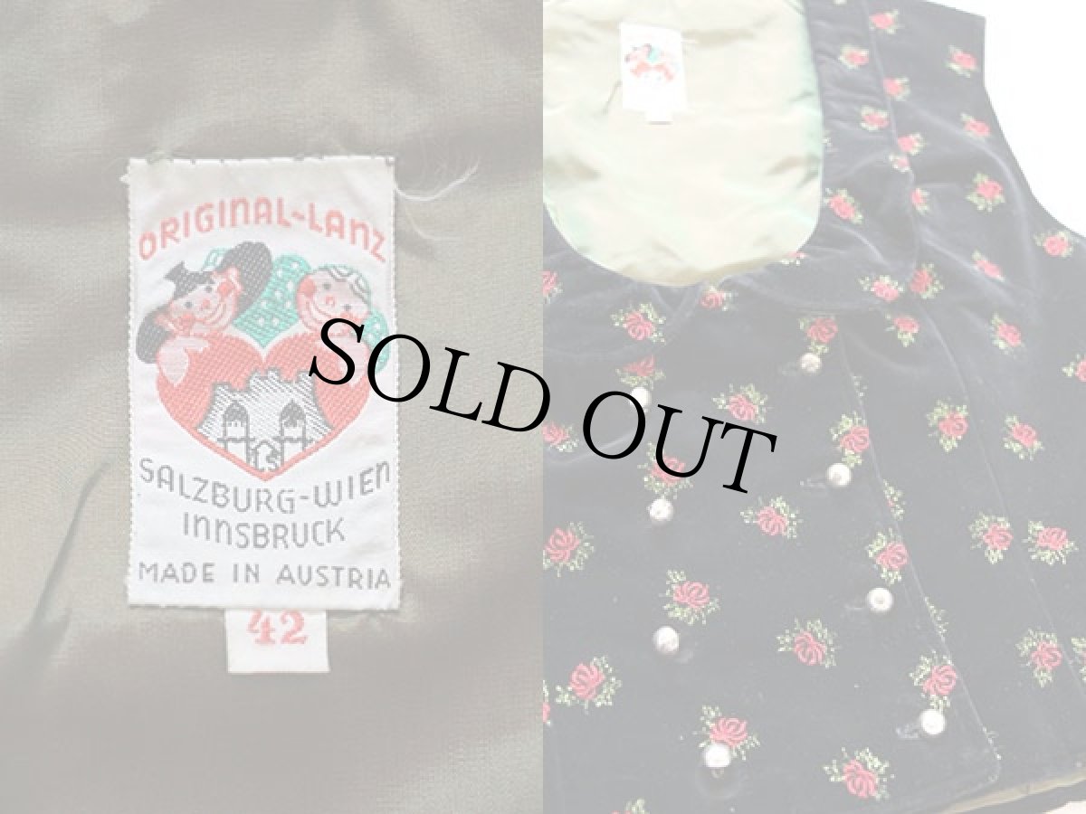 画像3: オーストリア製 ORIGINAL-LANZ バラ柄 刺繍 チロリアン ベロアベスト 42 (3)