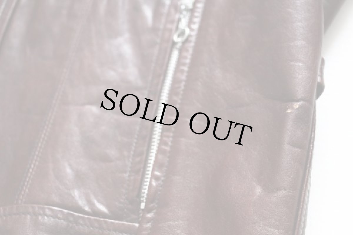 画像5: 70s シングルライダース レザージャケット 茶 44 (5)