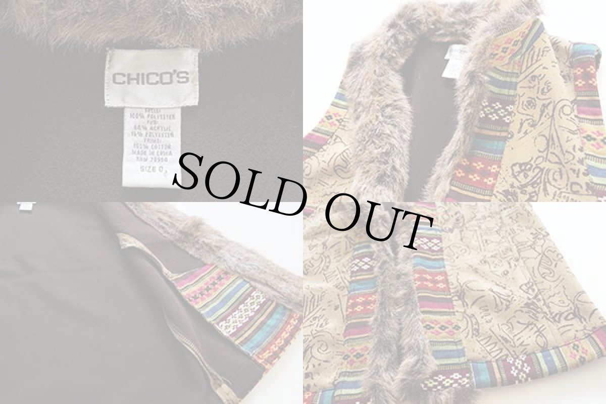 画像3: CHICO'S フェイクファー付き フォークロア ベスト (3)