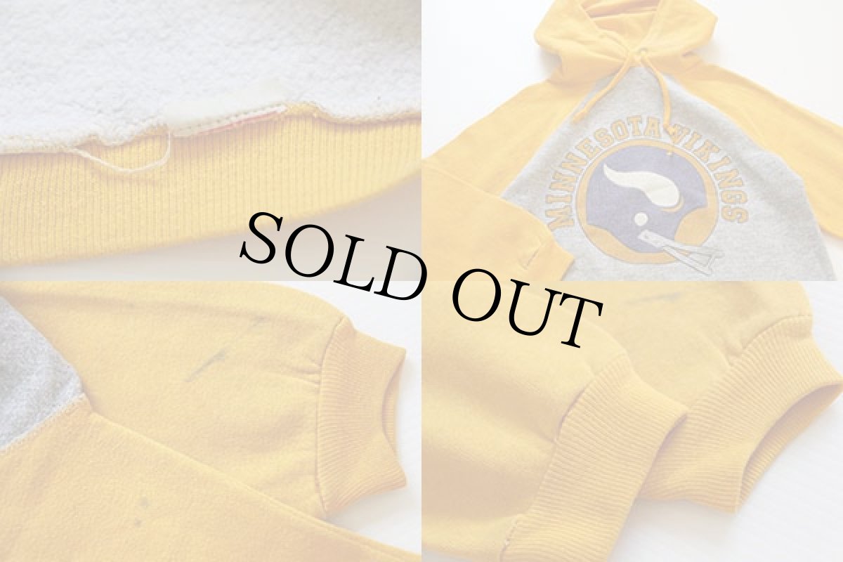 画像4: 70s NFL MINNESOTA VIKINGS 染み込みプリント ツートン スウェットパーカー キッズ (4)