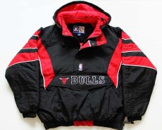 画像1: 00s STARTERスターター NBA BULLS シカゴ ブルズ 中綿入り ナイロンパーカー L (1)