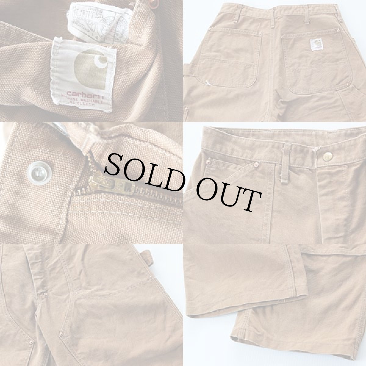 画像3: 70s carharttカーハート ダック地 ダブルニー ペインターパンツ 茶 w33 (3)