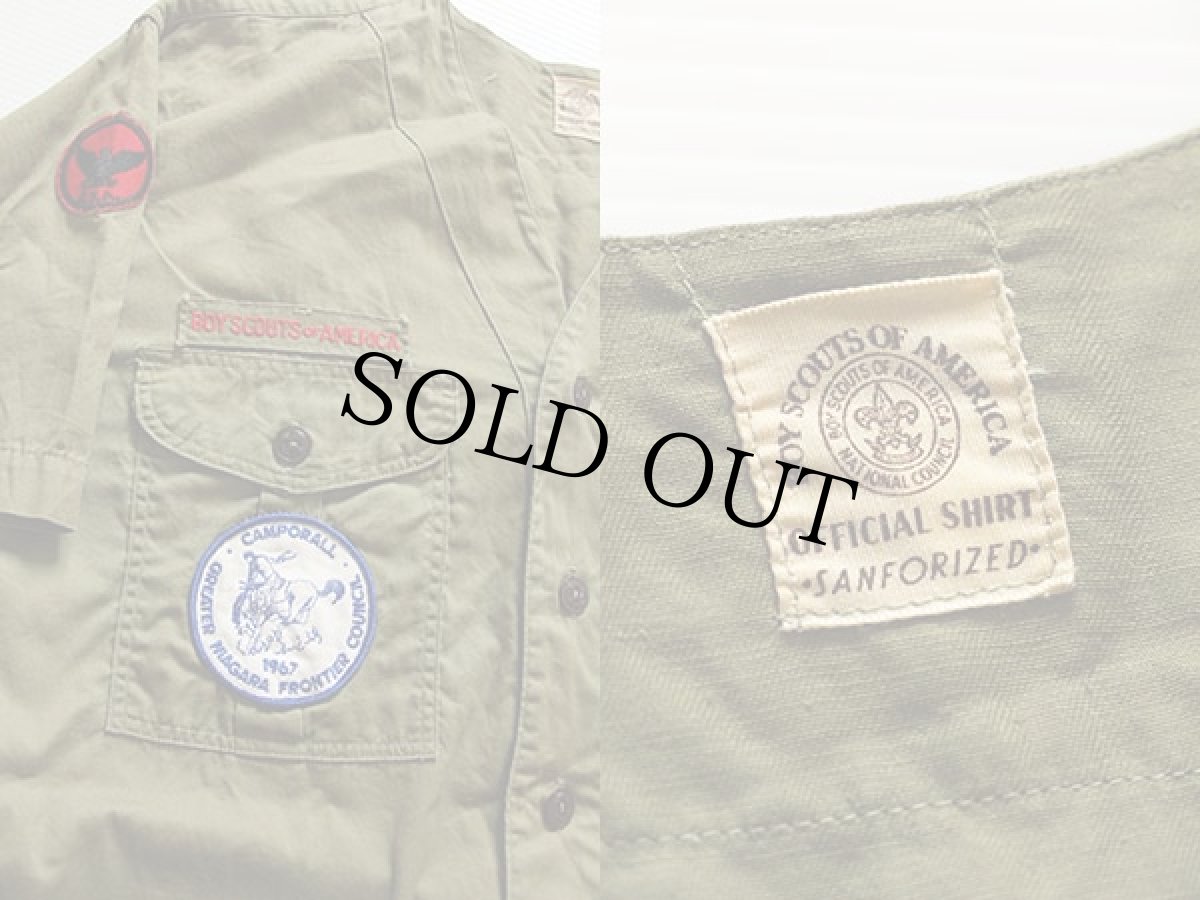 画像3: 60s BSA ボーイスカウト パッチ付き ノーカラー 半袖 コットンシャツ (3)