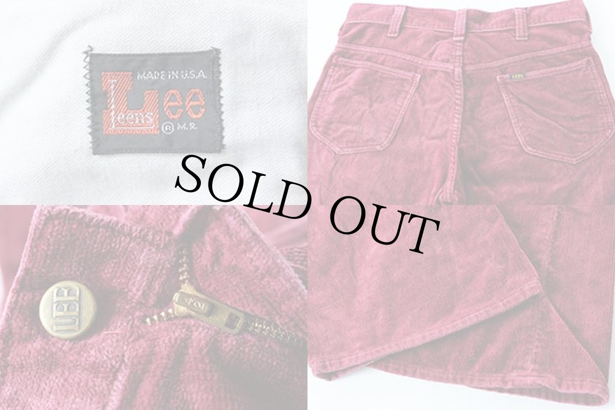 画像3: 70s USA製 Leeリー フレア ベロアパンツ バーガンディ w32★ベルボトム (3)