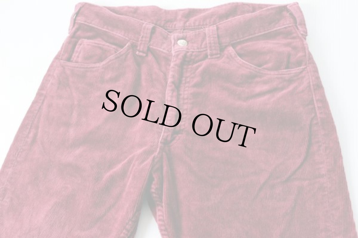 画像2: 70s USA製 Leeリー フレア ベロアパンツ バーガンディ w32★ベルボトム (2)