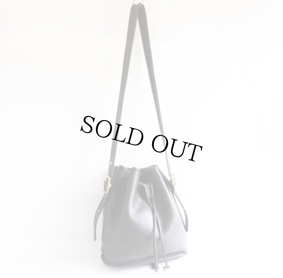 画像2: USA製 COACH オールド コーチ 巾着 レザー ショルダーバッグ 黒 (2)