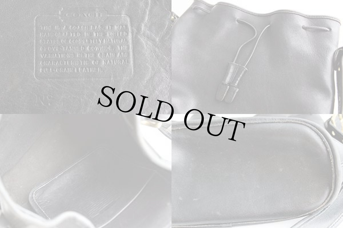 画像4: USA製 COACH オールド コーチ 巾着 レザー ショルダーバッグ 黒 (4)