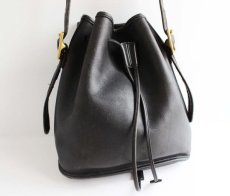 画像1: USA製 COACH オールド コーチ 巾着 レザー ショルダーバッグ 黒 (1)