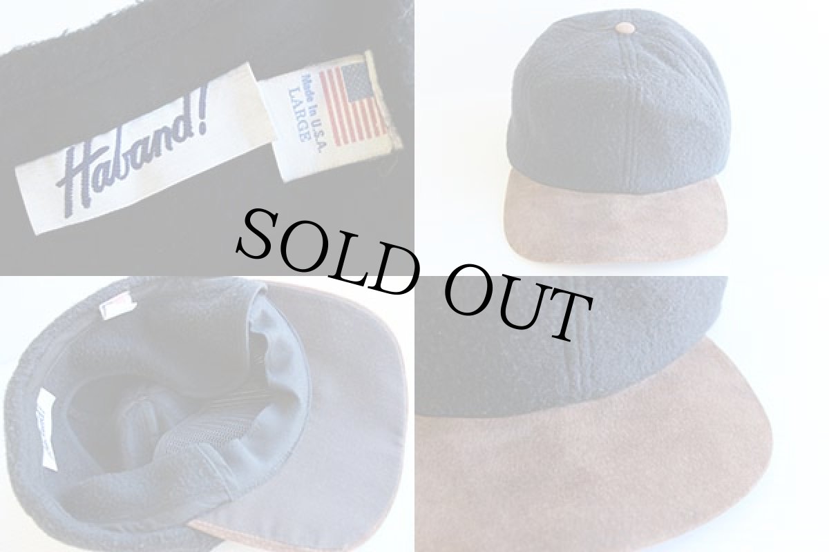 画像3: 90s USA製 Haband 耳当て付き フリース×レザー キャップ 黒×茶 L (3)