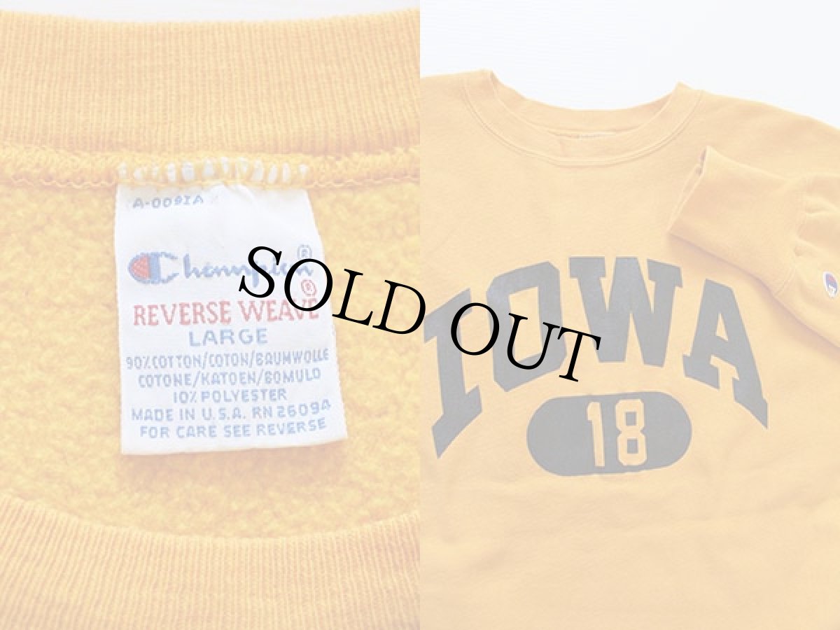画像3: 90s USA製 Championチャンピオン IOWA リバースウィーブ スウェット イエロー L (3)