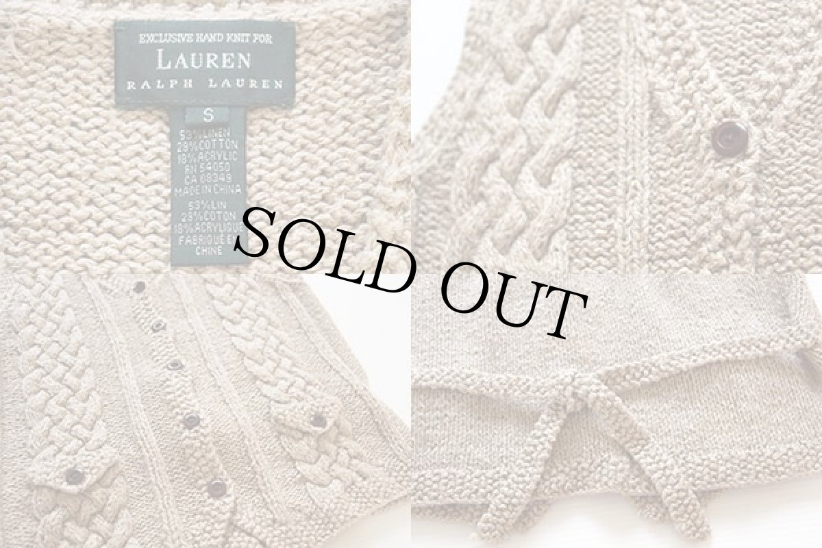 画像3: LAUREN ラルフローレン リネン×コットン ハンドニット ベスト カーディガン S (3)
