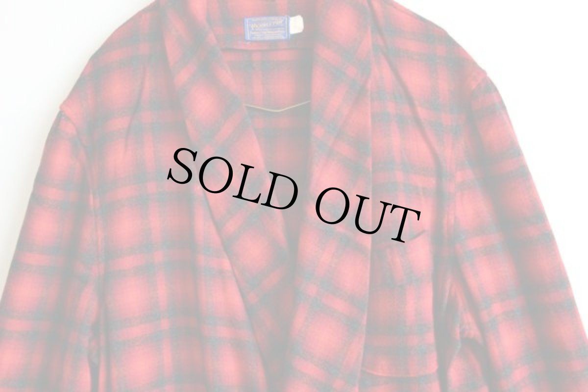 画像2: 50s PENDLETONペンドルトン オンブレチェック ウールガウン XL (2)