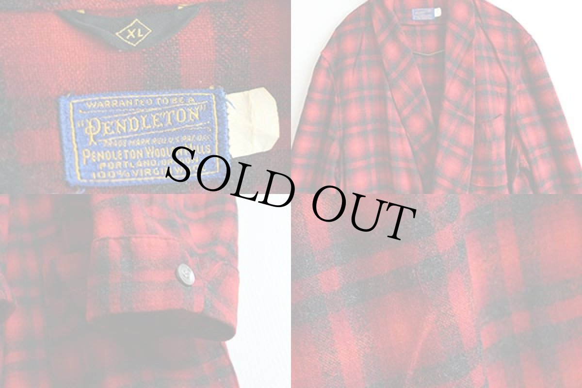 画像3: 50s PENDLETONペンドルトン オンブレチェック ウールガウン XL (3)