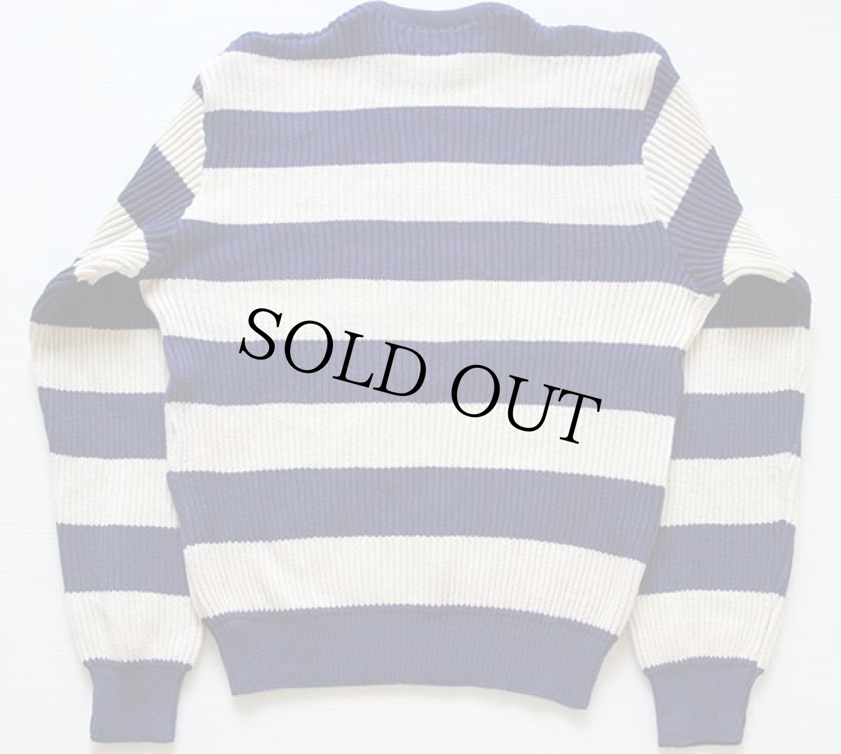 画像2: 80s USA製 LORD JEFF 太ボーダー コットンニット セーター 青×白 L (2)