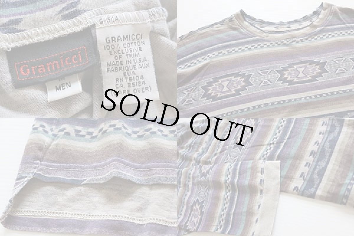 画像3: 90s USA製 GRAMICCIグラミチ ネイティブ柄 コットン 長袖Tシャツ M (3)