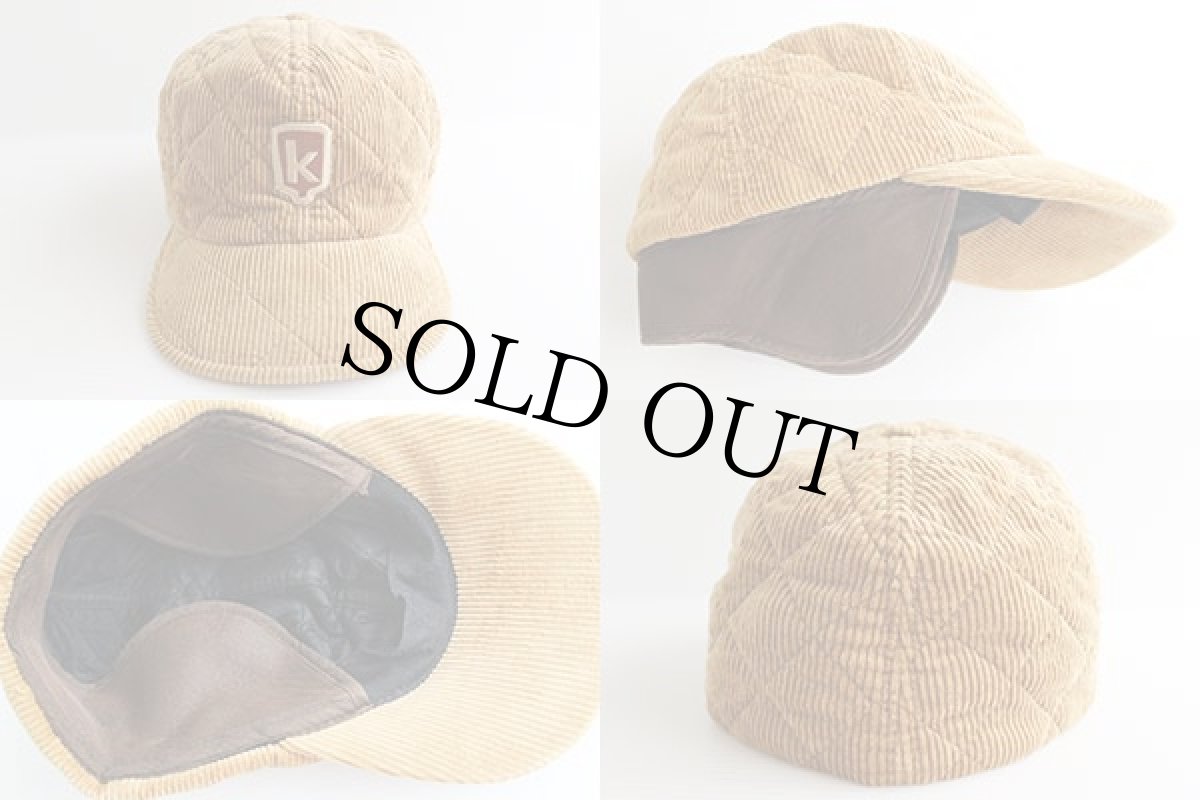 画像3: UNKNOWN 耳当て付き キルティング コーデュロイキャップ 茶 (3)