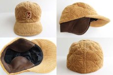画像3: UNKNOWN 耳当て付き キルティング コーデュロイキャップ 茶 (3)