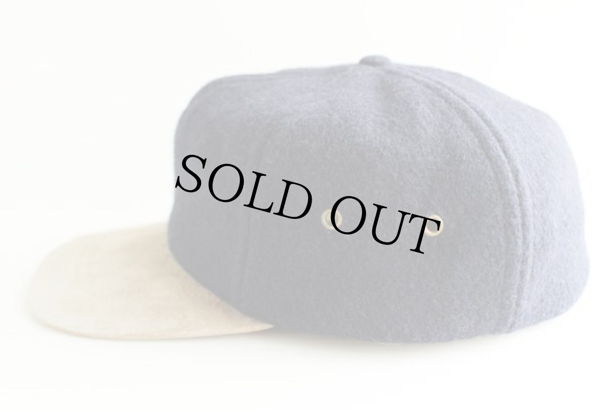 画像2: 80s USA製 ウール×レザー キャップ 紺×グレー (2)