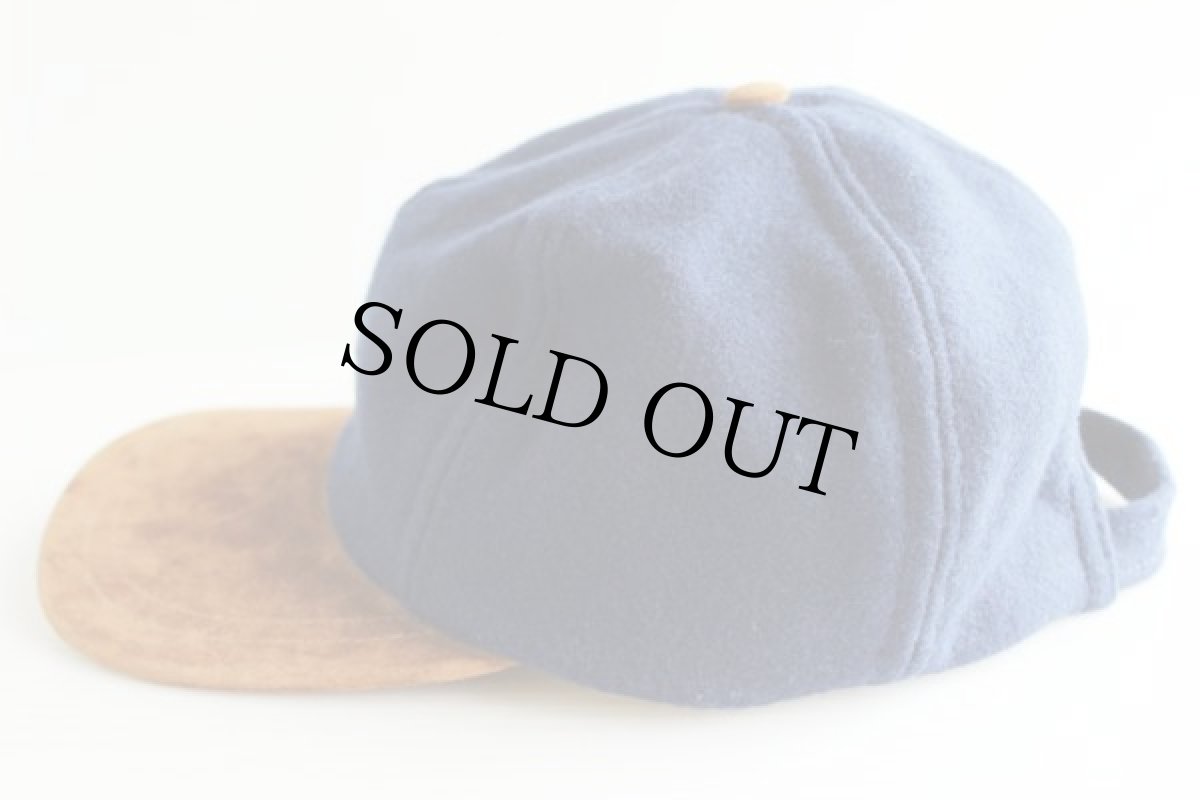 画像2: BRITCHES great outdoors ウール×レザー キャップ 紺×茶 (2)