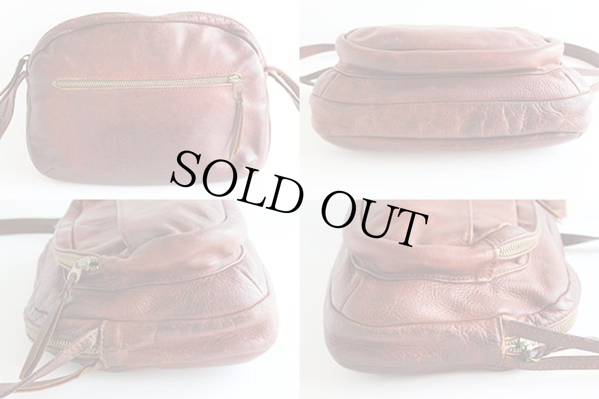 画像2: 70's レザー ショルダーバッグ 赤茶 (2)