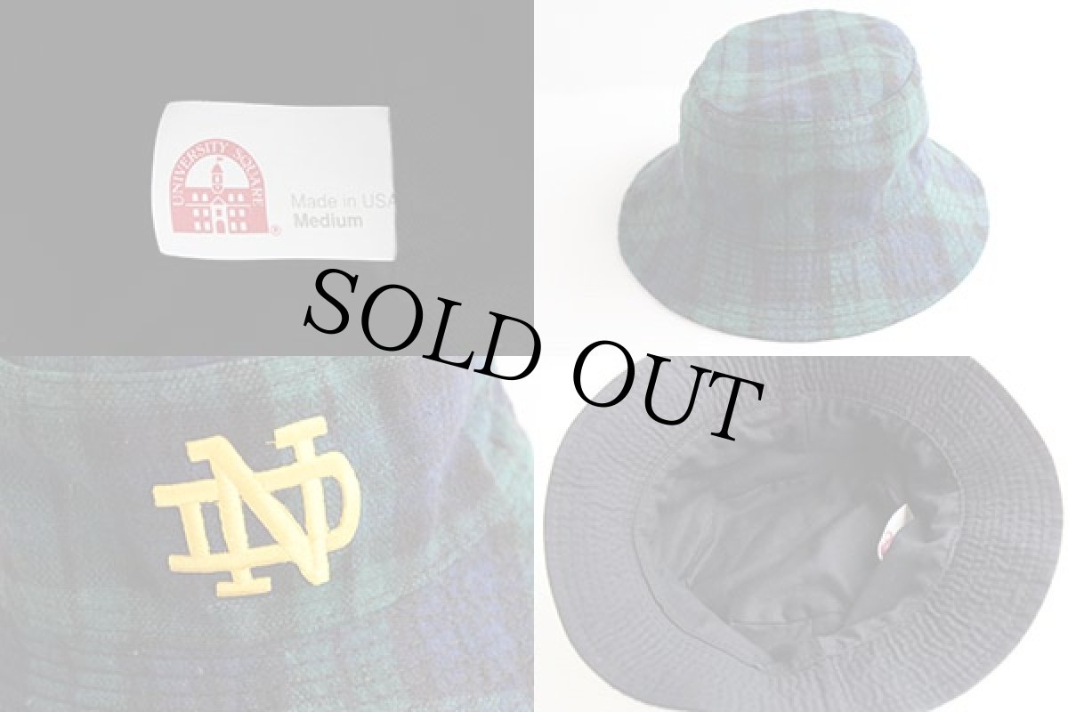 画像3: USA製 NOTRE DAME ブラックウォッチ タータンチェック ウールハット M  (3)