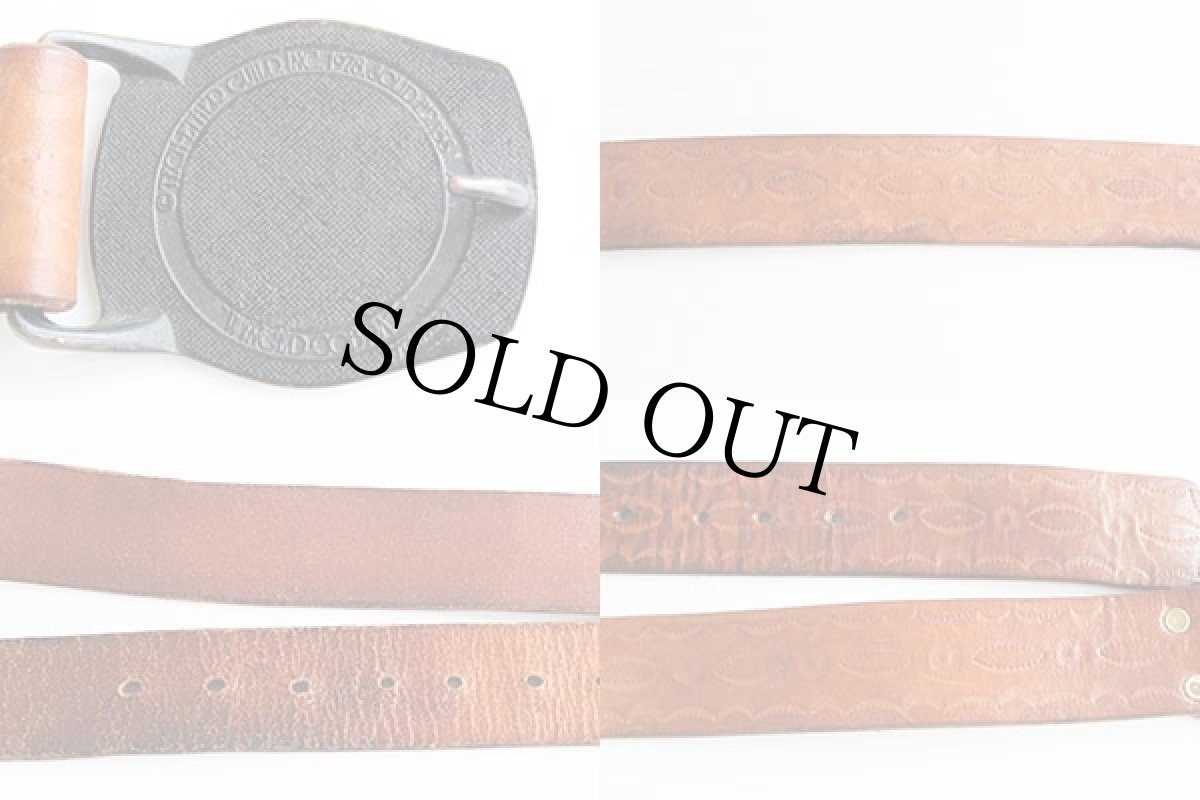 画像3: 70's TECH ETHER バックル カービング レザーベルト★329 (3)