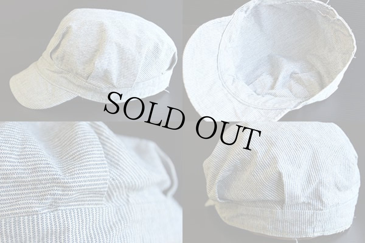 画像6: ビンテージ ピンストライプ ワークキャップ 59cm (6)