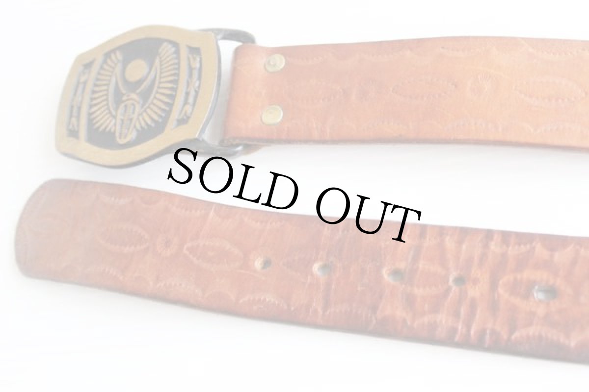 画像2: 70's TECH ETHER バックル カービング レザーベルト★329 (2)