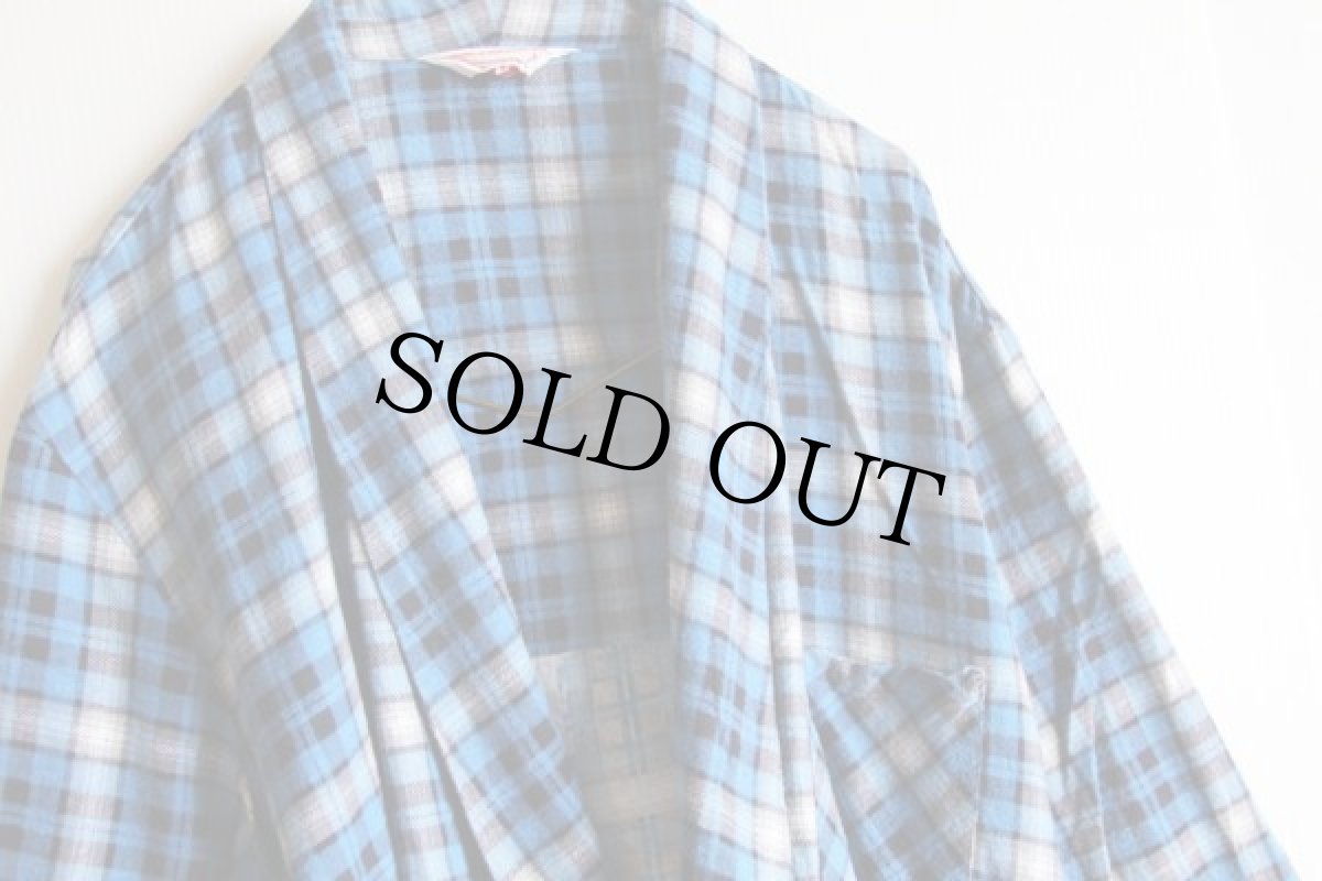 画像2: 60s MONTGOMERY WARD BRENT チェック プリントネル ガウン L (2)