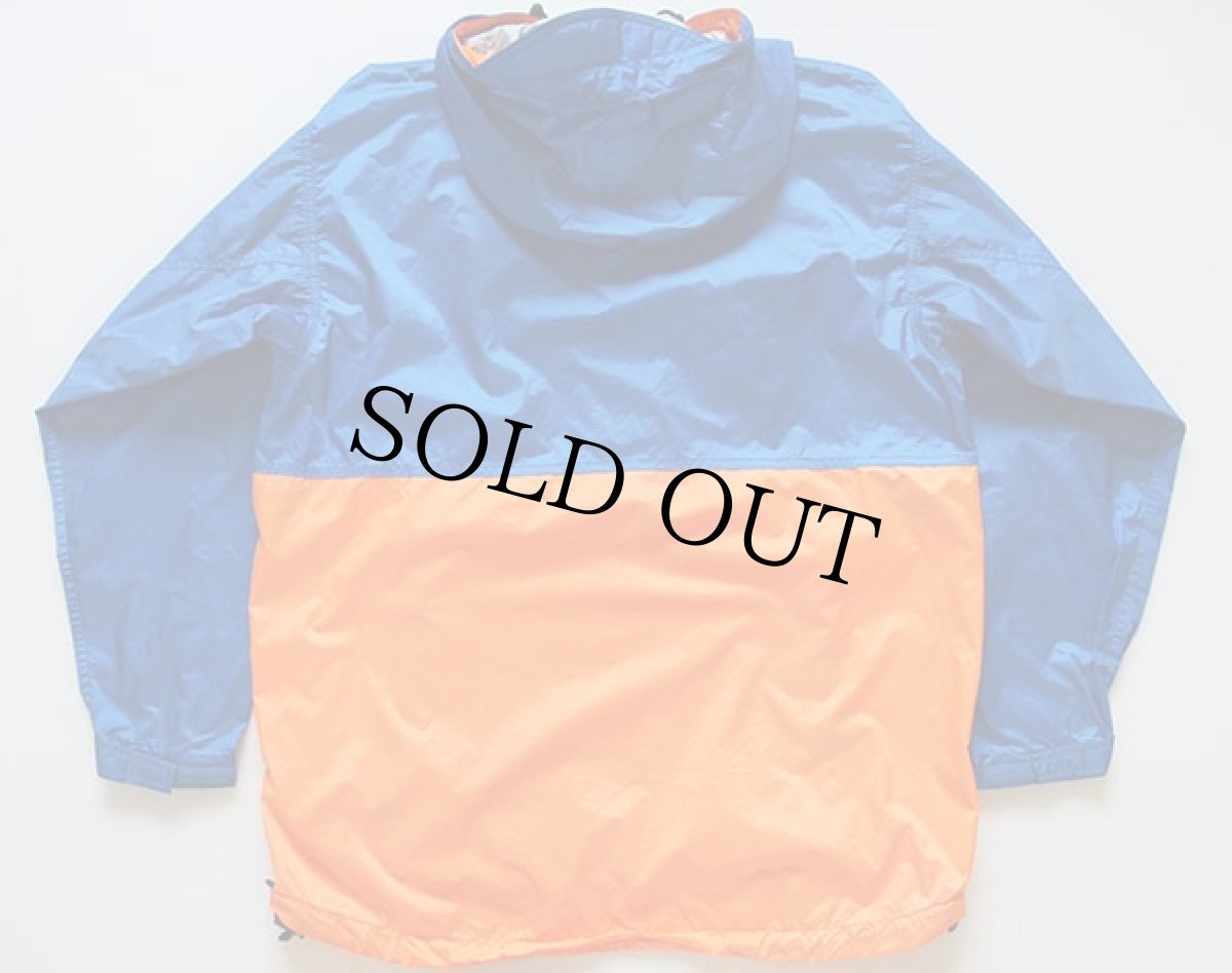 画像2: 90s THE NORTH FACEノースフェイス ツートン 切り替え ナイロン アノラックパーカー 蛍光 L (2)