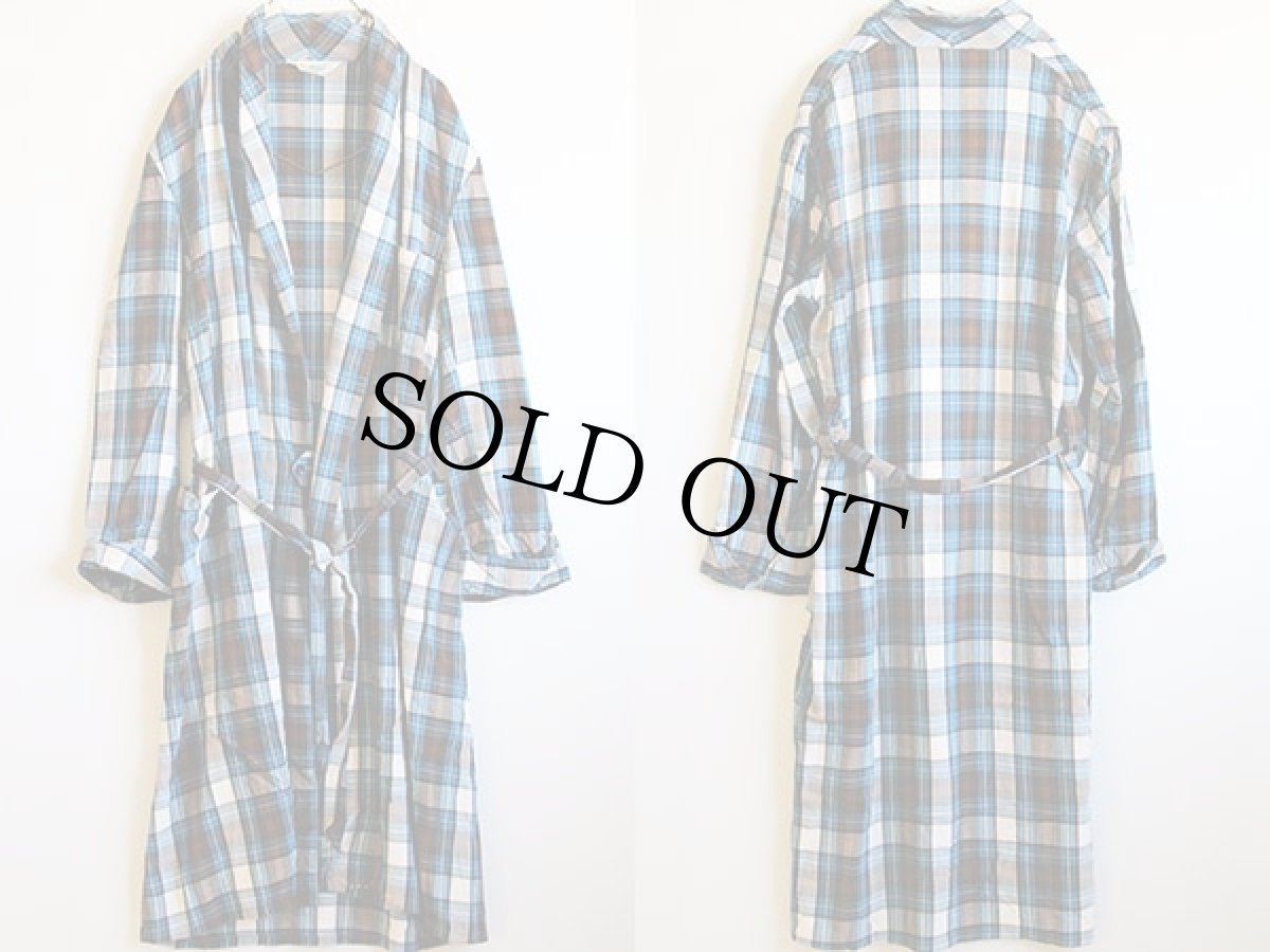 画像2: 60s PILGRIMピルグリム チェック レーヨン ガウン L (2)