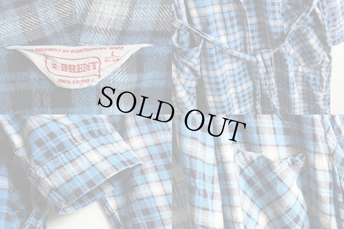 画像3: 60s MONTGOMERY WARD BRENT チェック プリントネル ガウン L (3)