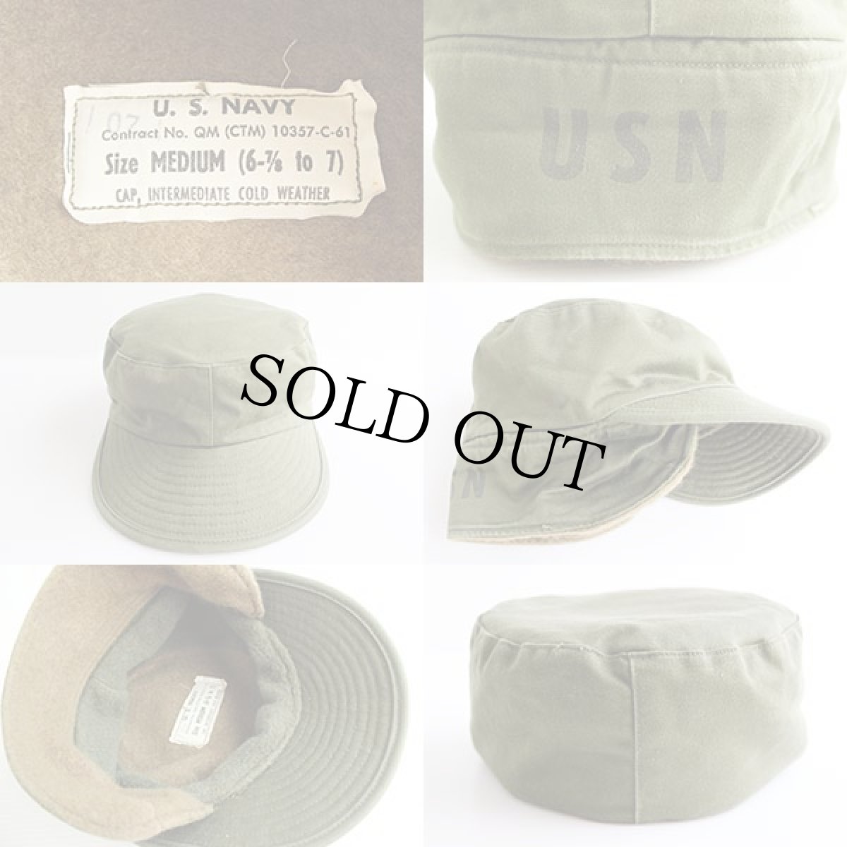 画像3: 60s 米軍 U.S.NAVY ステンシル デッキキャップ M (3)