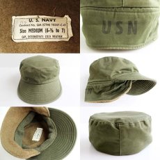 画像3: 60s 米軍 U.S.NAVY ステンシル デッキキャップ M (3)