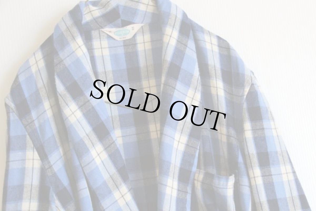 画像2: 60s PILGRIMピルグリム チェック ウール ガウン M (2)